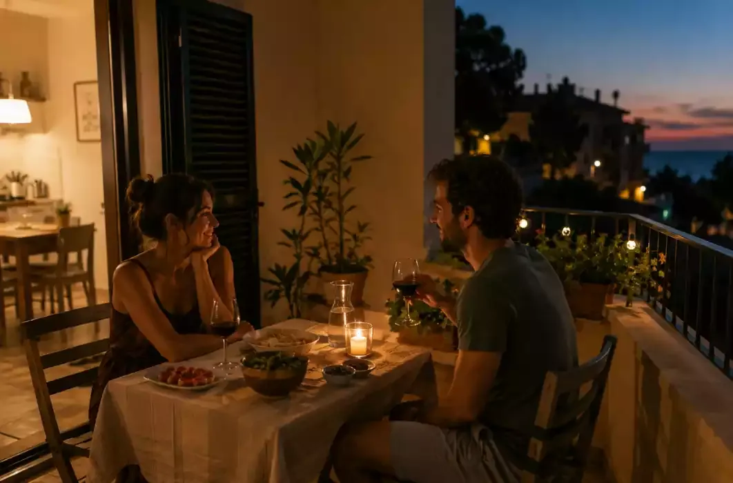 Serata tranquilla in balcone durante una vacanza in residence