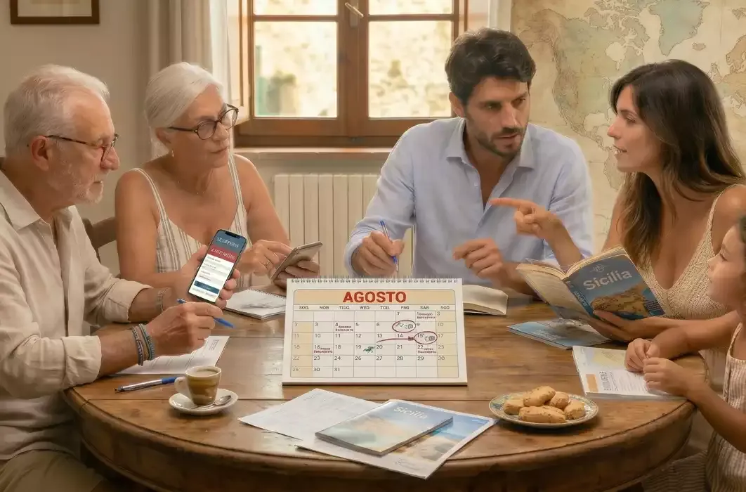 Calendario e valigie per organizzare una partenza ad agosto