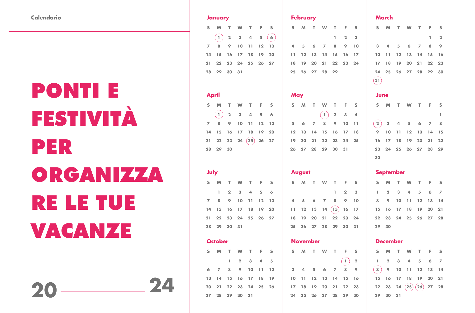 Calendario ponti 2024