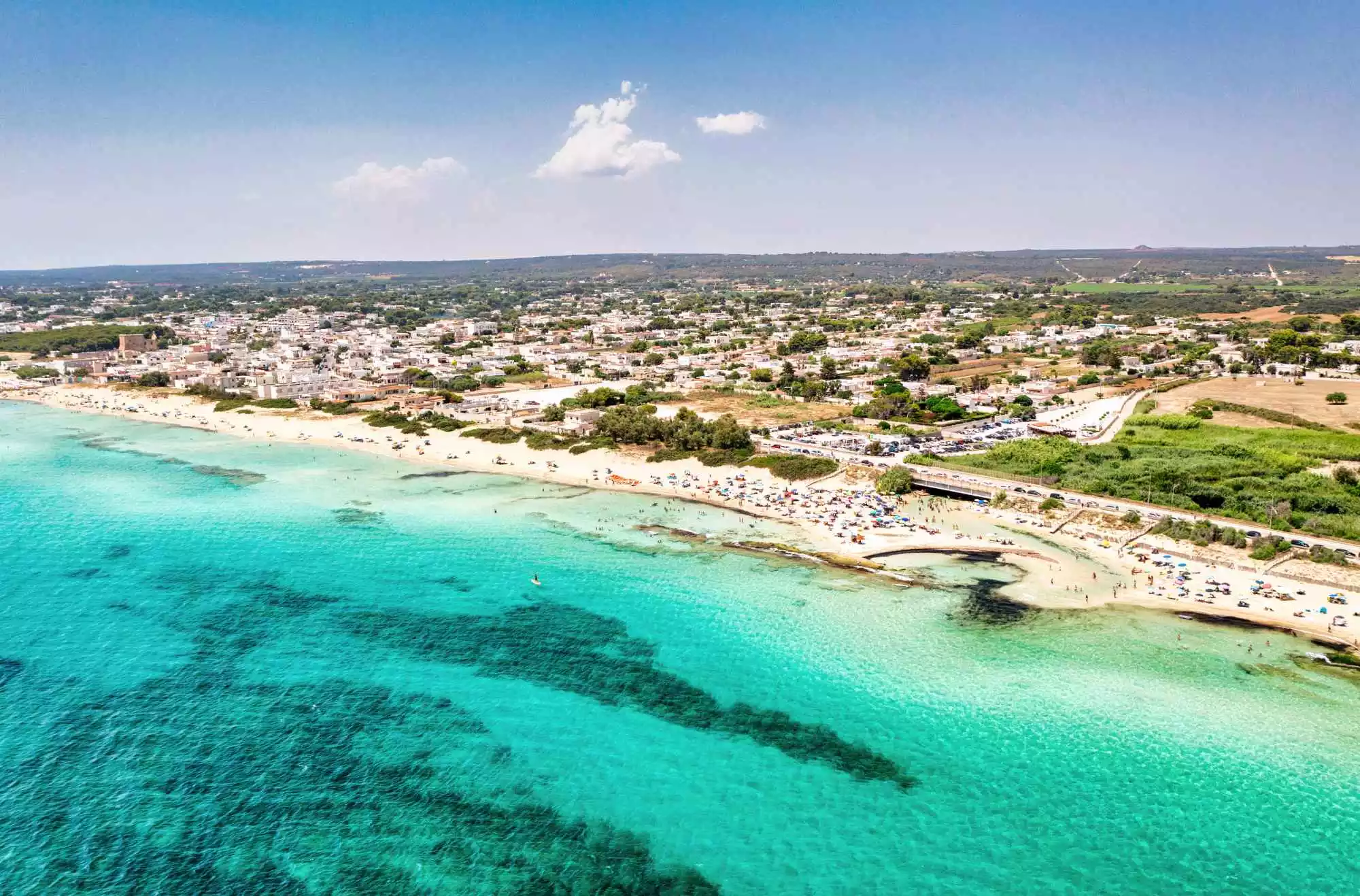 San Pietro in Bevagna con dune e mare turchese