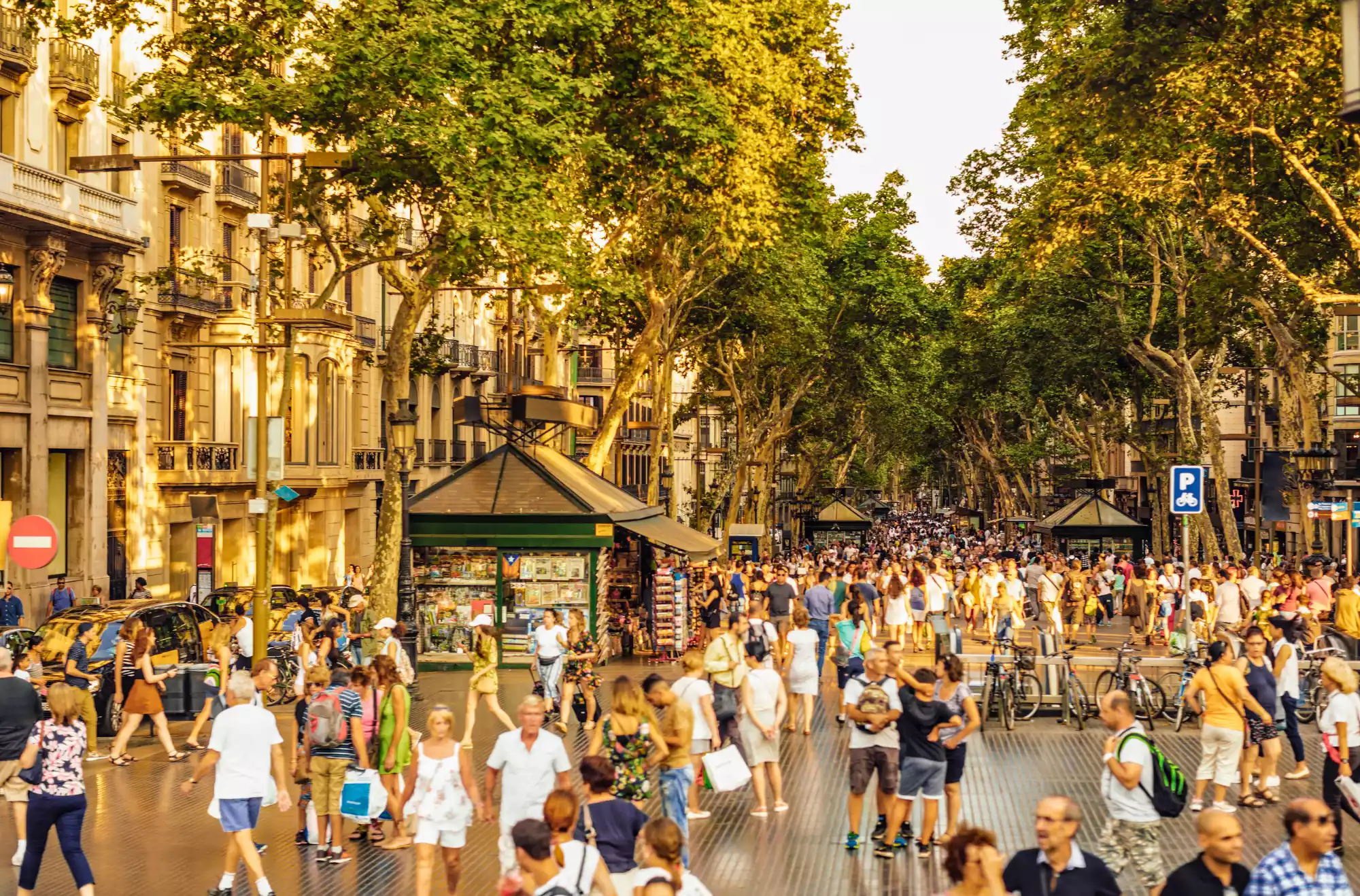 La Rambla di Barcellona affollata
