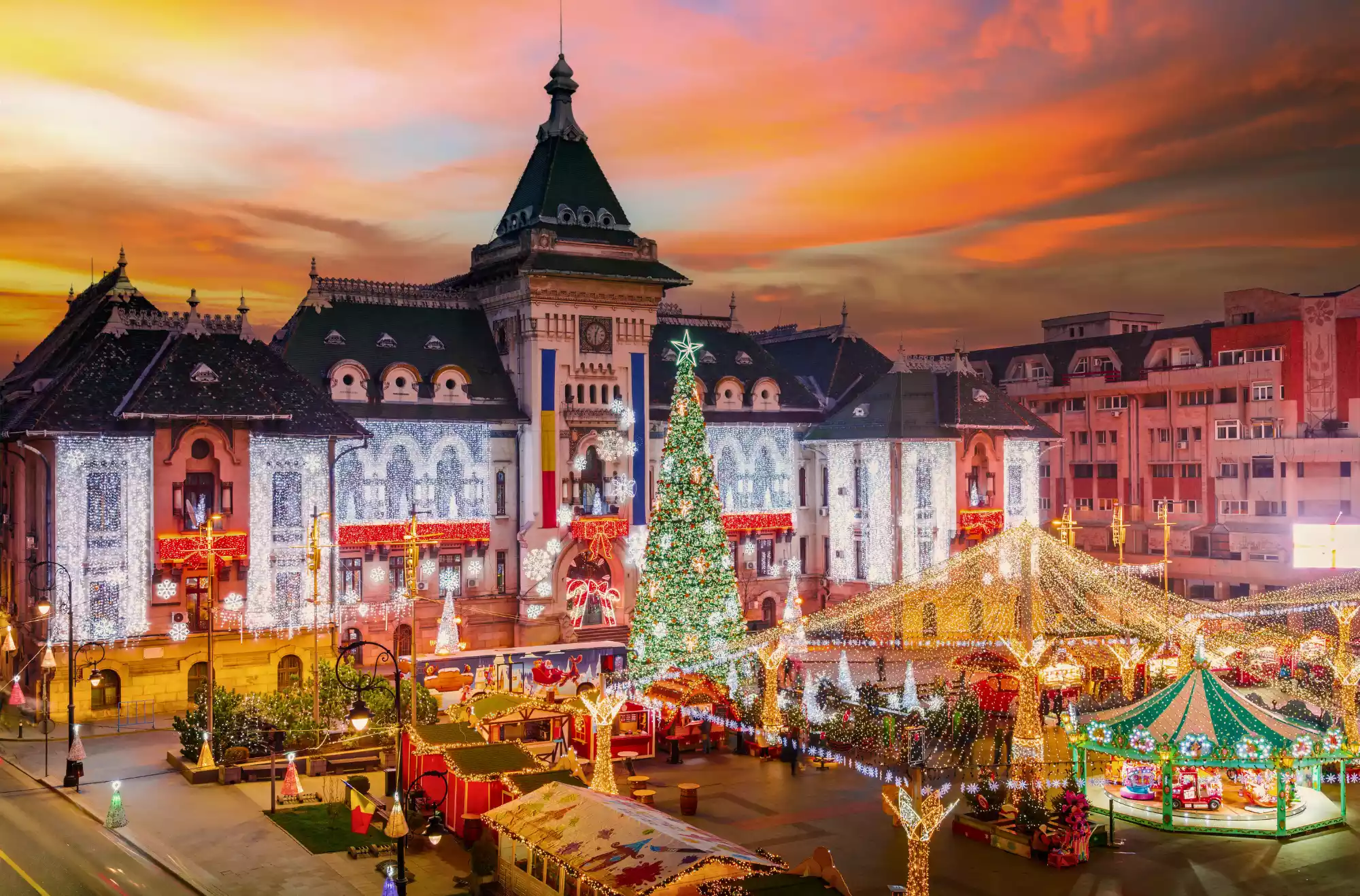 mercatini di natale di Craiova visti dall'alto